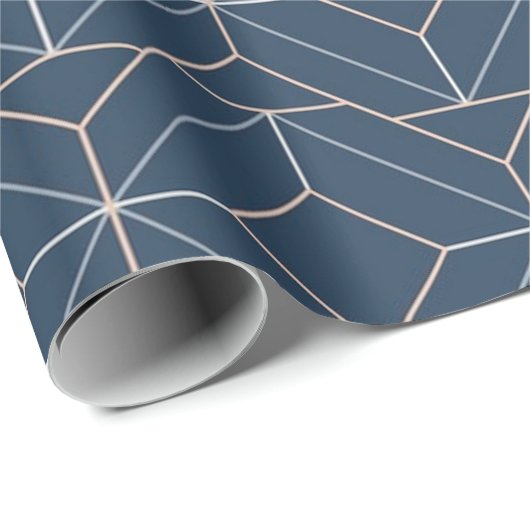Blauw Geometrisch Patroon Verpakkend Document Cadeaupapier (Rol Hoek)