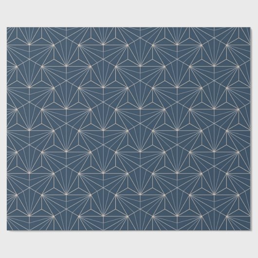 Blauw Geometrisch Patroon Verpakkend Document Cadeaupapier (Vlak)
