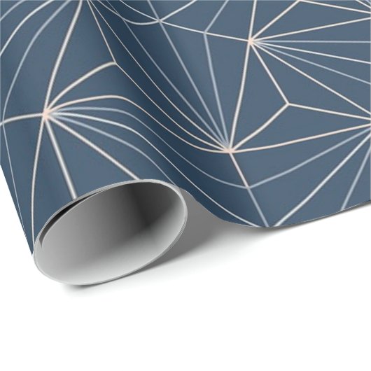 Blauw Geometrisch Patroon Verpakkend Document Cadeaupapier (Rol Hoek)