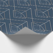 Blauw Geometrisch Patroon Verpakkend Document Cadeaupapier (Hoek)