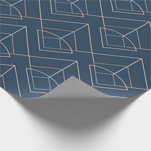 Blauw Geometrisch Patroon Verpakkend Document Cadeaupapier (Hoek)