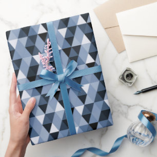 Blauw Geometrisch Patroon Verpakkend Document Cadeaupapier