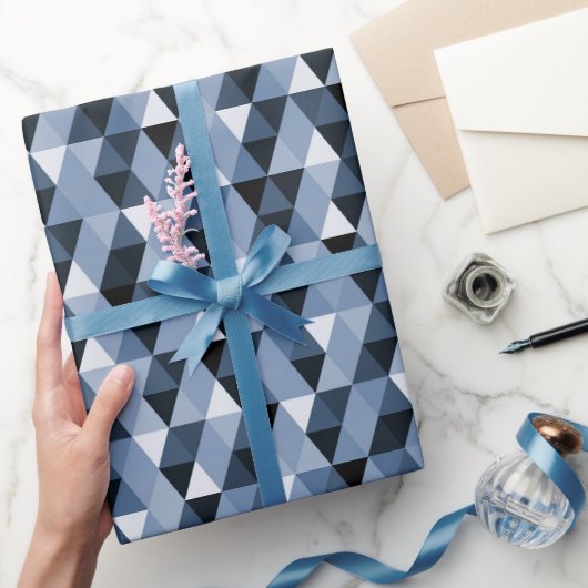 Blauw Geometrisch Patroon Verpakkend Document Cadeaupapier (Geschenken)