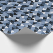 Blauw Geometrisch Patroon Verpakkend Document Cadeaupapier (Hoek)
