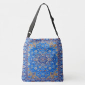 Blauw geometrisch Perzisch Turks midden eeuw patro Crossbody Tas (Achterkant)