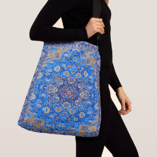 Blauw geometrisch Perzisch Turks midden eeuw patro Crossbody Tas