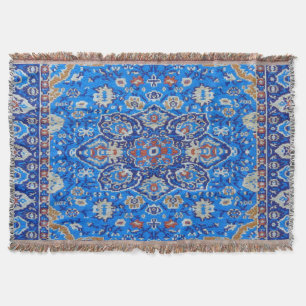 Blauw geometrisch Perzisch Turks midden eeuw patro Deken