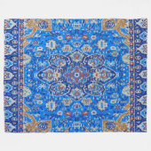 Blauw geometrisch Perzisch Turks midden eeuw patro Fleece Deken (Voorkant (Horizontaal))