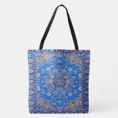 Blauw geometrisch Perzisch Turks midden eeuw patro Tote Bag (Voorkant)