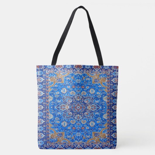 Blauw geometrisch Perzisch Turks midden eeuw patro Tote Bag (Voorkant)