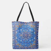 Blauw geometrisch Perzisch Turks midden eeuw patro Tote Bag (Achterkant)