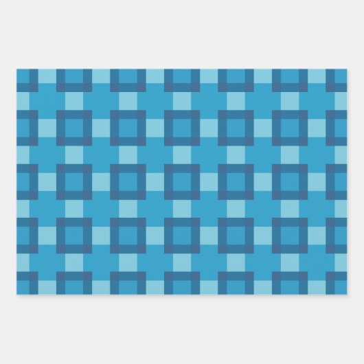 Blauw geometrisch quiltblokpatroon inpakpapier vel (Voorkant)
