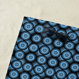 Blauw geometrisch retro cirkelpatroon strandlaken