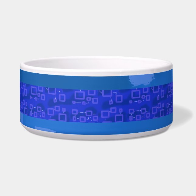 Blauw Geometrisch Voerbakje (Voorkant)