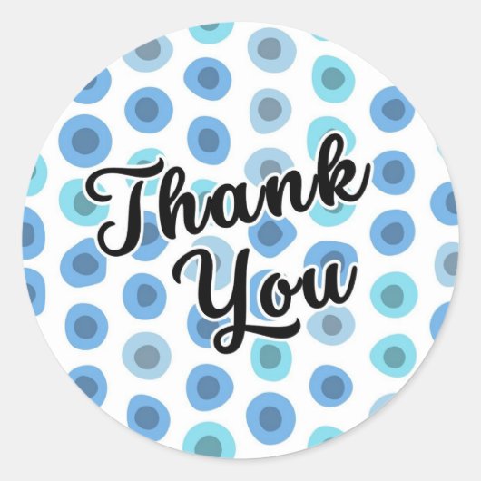 Blauw geometrisch vormpatroon dank u ronde sticker (Voorkant)