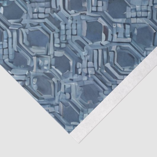 Blauw Geometrisch Weefseldocument Tissuepapier (Detail)