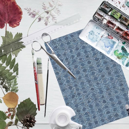 Blauw Geometrisch Weefseldocument Tissuepapier