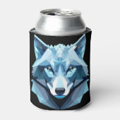 Blauw Geometrisch Wolfhoofd Blikjeskoeler (Blikje Voorkant)