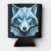 Blauw Geometrisch Wolfhoofd Blikjeskoeler (Voorkant)