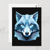 Blauw Geometrisch Wolfhoofd