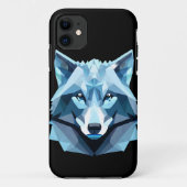 Blauw Geometrisch Wolfhoofd Case-Mate iPhone Case (Achterkant)