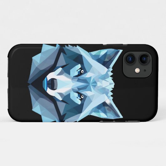 Blauw Geometrisch Wolfhoofd Case-Mate iPhone Case (Achterkant (horizontaal))