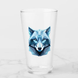 Blauw Geometrisch Wolfhoofd Glas