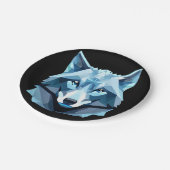 Blauw Geometrisch Wolfhoofd Papieren Bordje (Gekanteld)