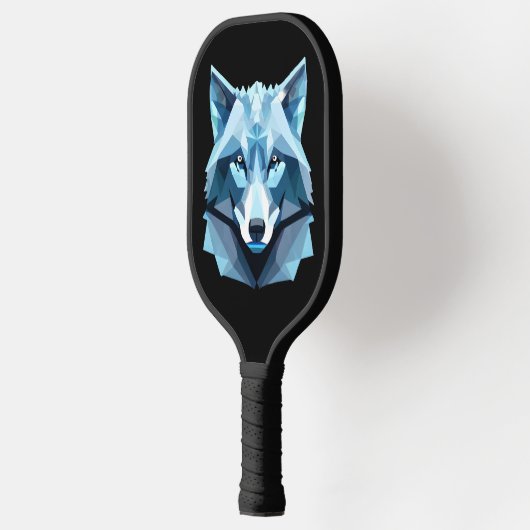 Blauw Geometrisch Wolfhoofd Pickleball Paddle (Links)