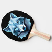 Blauw Geometrisch Wolfhoofd Tafeltennisbatje (Zijkant)