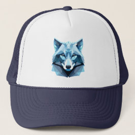 Blauw Geometrisch Wolfhoofd Trucker Pet