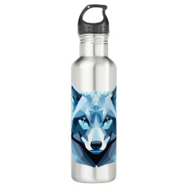 Blauw Geometrisch Wolfhoofd Waterfles