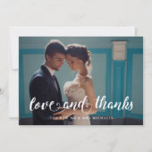 Blauw Geometrische Print Wedding Dank u Foto Bedankkaart (Voorkant)