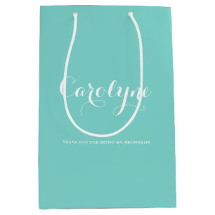 Blauw gepersonaliseerd bruidsmeisje Vrijgezellenfe Medium Cadeauzakje