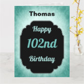 Blauw gepersonaliseerd Gelukkig 102e Verjaardag Kaart (Gele Bloem)