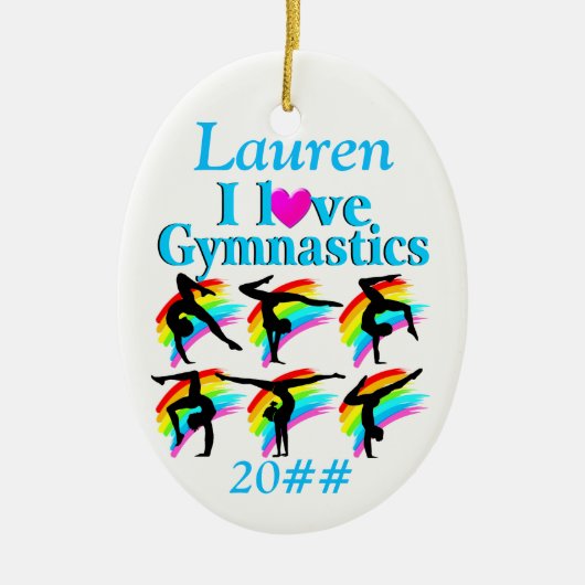  BLAUW GEPERSONALISEERD GYMNASTIEK ORNAMENT (Voorkant)