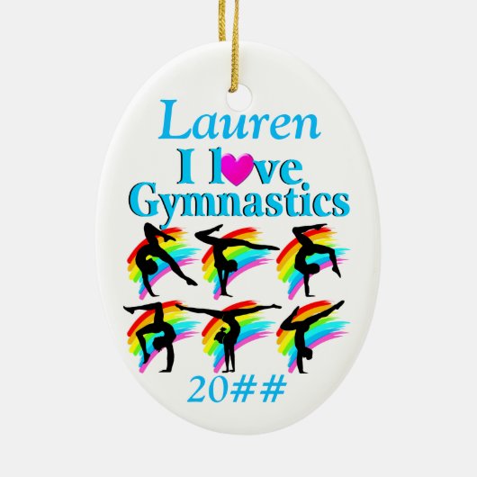  BLAUW GEPERSONALISEERD GYMNASTIEK ORNAMENT (Achterkant)
