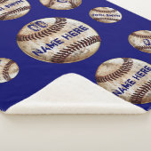 Blauw gepersonaliseerd honkbal werpdeken, Sherpa Deken (3/4)