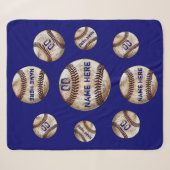 Blauw gepersonaliseerd honkbal werpdeken, Sherpa Deken (Voorkant (horizontaal))