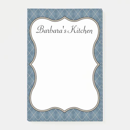 Blauw gepersonaliseerd keuken notitieblok cadeau post-it® notes (Voorkant)