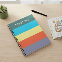 Blauw gepersonaliseerd kleurblok gestreept notitie notitieboek