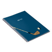 Blauw Gepersonaliseerd Modern  Golf Notitieboek (Rechterzijde)