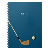 Blauw Gepersonaliseerd Modern Golf Notitieboek (Voorkant)