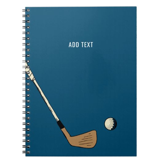 Blauw Gepersonaliseerd Modern  Golf Notitieboek (Voorkant)