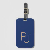 Blauw Gepersonaliseerd monogram mannelijk Bagagelabel (Voorkant (verticaal))