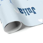 Blauw gepersonaliseerd naampatroon cadeaupapier (Rol Hoek)