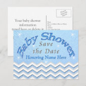 Blauw Gepersonaliseerd Save the Date Baby shower K Aankondigingskaart (Voorkant / Achterkant)