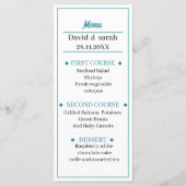 Blauw Gepersonaliseerd Trouwdiner Menu (Voorkant)