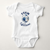Blauw Gepersonaliseerd Voetbal Jongens Baby Bodysu Romper (Voorkant)