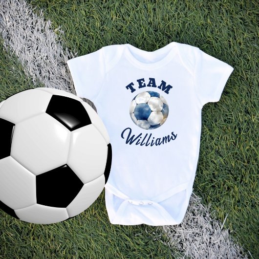 Blauw Gepersonaliseerd Voetbal Jongens Baby Bodysu Romper